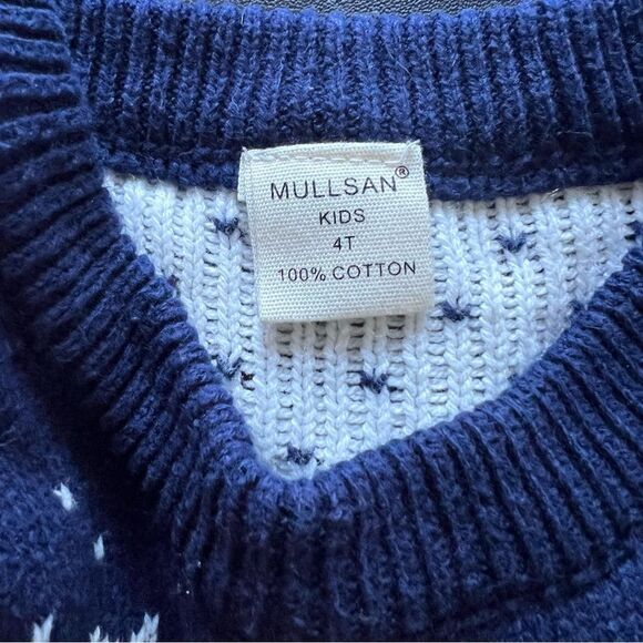 Toddler Cotton Navy Reindeer Christmas Pattern Sweater 4T EUC - Picture 2 of 2